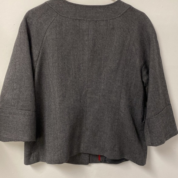 Talbots Petites Blazer Grey Tweed Cape 70% Wool 30% Viscose Size 12 Missing Belt - Picture 4 of 8
